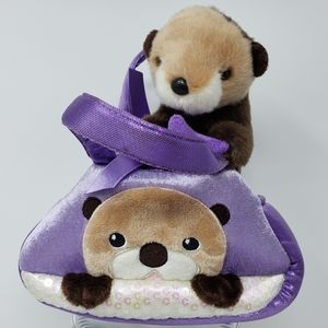 Aurora Fancy Pals 7" Otter Carrier Purple Sequin Stuffed Animal Plush